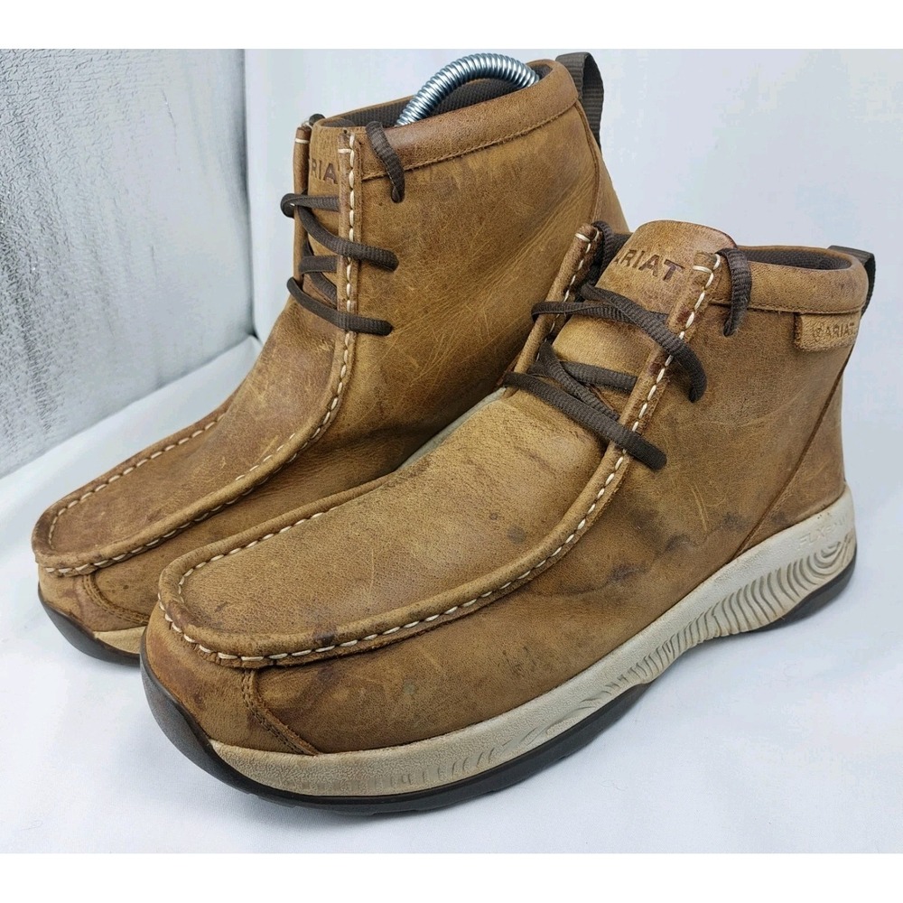 Ariat Spitfire Chukka Boot Men Size 9 D Brown Leather Laceup Flex Foam *READ